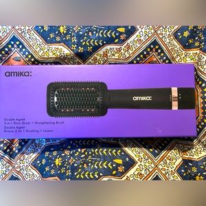 Amika Double Agent 2-in-1 Blow Dryer + Straightening Brush BRAND NEW NEVER USED